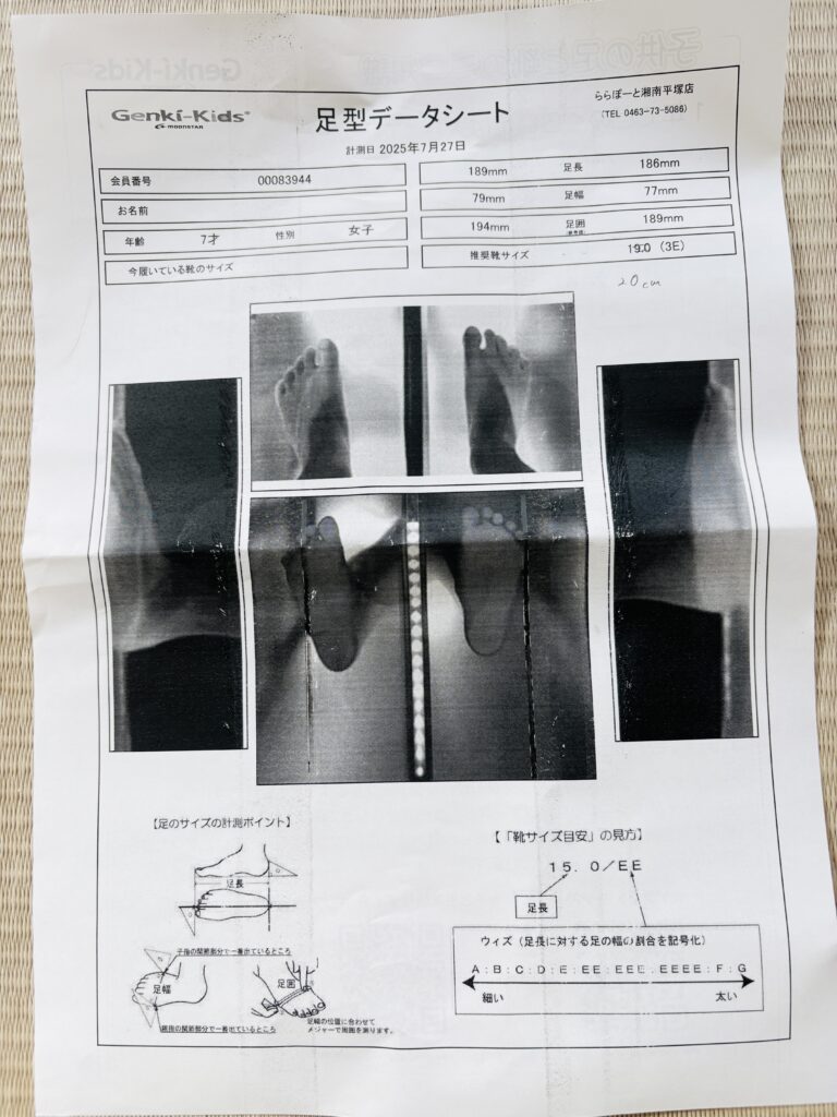 小学生 靴選び 理学療法士ママ
足型データシート